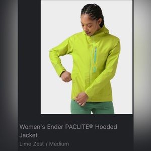 Stio PACLITE Goretex Waterproof hooded jacket, lime green, women’s medium